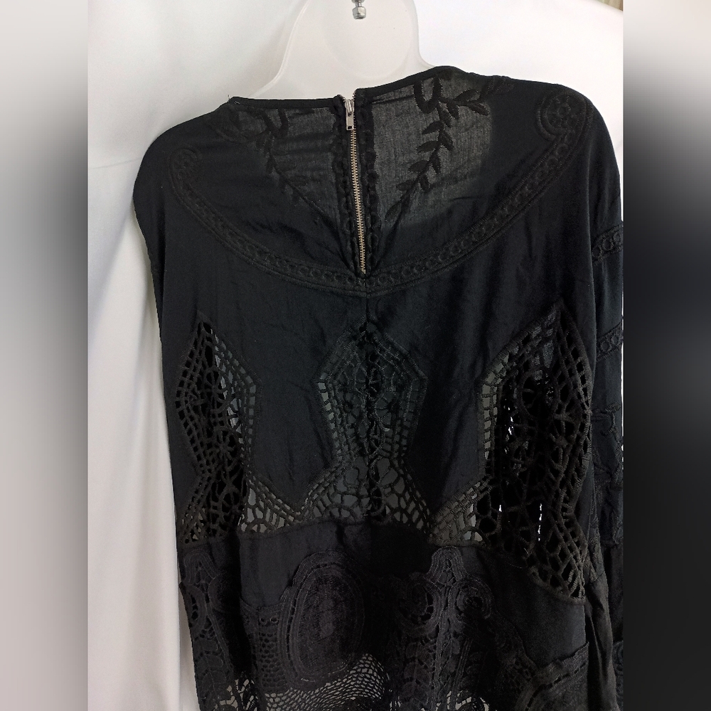 SOFT SURROUNDINGS XL Elegant Whimsigoth‎ Fairycore Grunge Black Lace Blouse - Picture 7 of 8